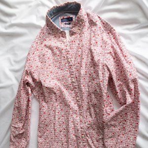 Zara Button-Down Shirt - White, Pink, Red Floral